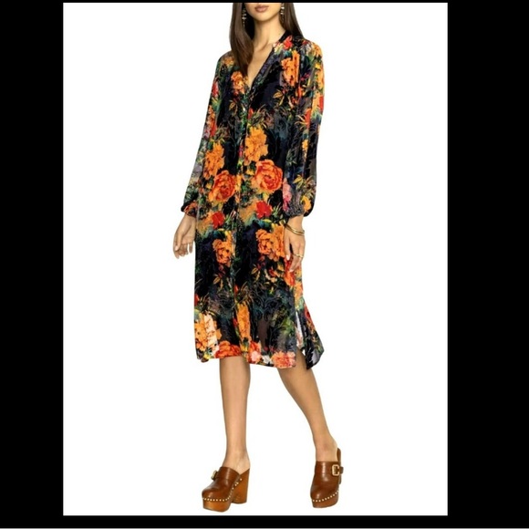 Johnny Was Renna Burnout Midi Floral Shift Dress Medium New - Picture 2 of 9